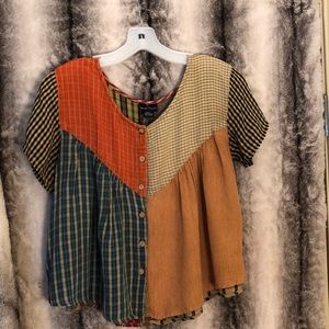 Sacred Threads multicolor button down top